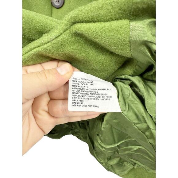 Vintage Talbots Pea Coat Womans Green 100% Wool Double Breast 4 Petite - Picture 3 of 6